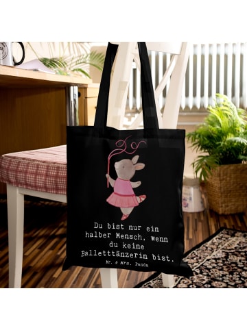 Mr. & Mrs. Panda Einkaufstasche Balletttänzerin Herz mit Spruch in Schwarz
