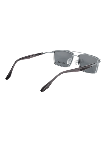 Trussardi Herren Brillenfassung mit Sonnenbrillen-Clip Rechteck Silber