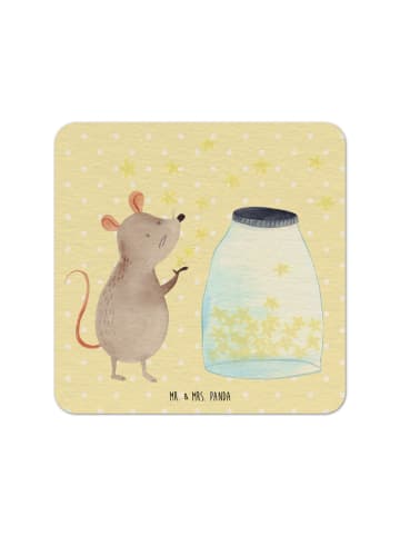 Mr. & Mrs. Panda Bierdeckel Maus Sterne ohne Spruch in Gelb Pastell