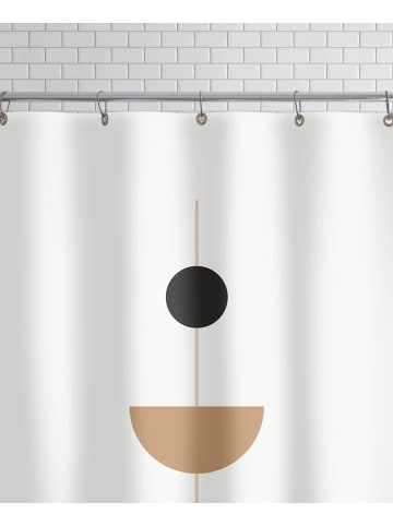 Juniqe Duschvorhang "Pendulum" in Braun & Cremeweiß