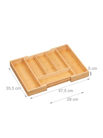 relaxdays Besteckkasten in Natur - (B)29 x (H)5 x (T)35,5 cm