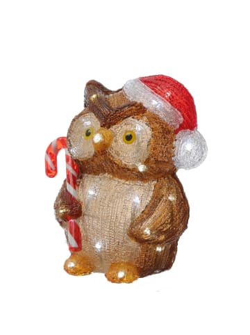MARELIDA LED Eule mit Zuckerstange Acrylfigur H: 24cm in braun