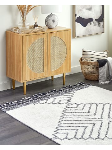 Beliani Kurzflor ERAY in Weiß/Schwarz - (W) 140 x (H) 1.2 x (L) 200 cm