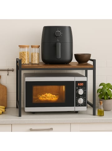 relaxdays Mikrowellenregal in Schwarz/ Braun - (B)53 x (H)40 x (T)33 cm