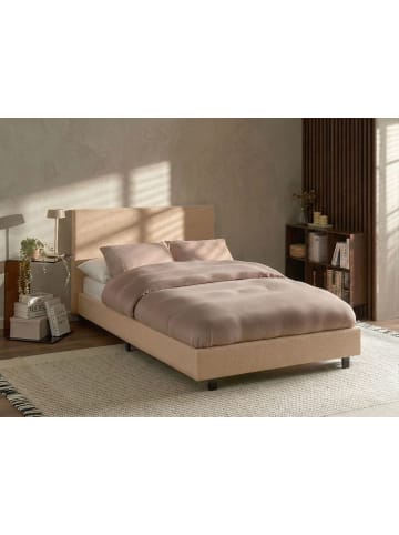 Beliani Doppelbett ALBI in Beige/Schwarz - (W) 135 x (H) 94 x (L) 211 cm