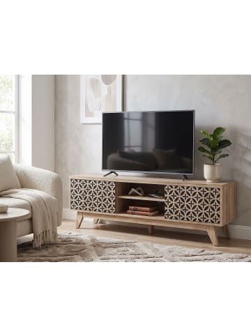 Beliani TV-Schrank PRESCOT in Braun/Schwarz - (W) 140 x (H) 45 x (L) 40 cm