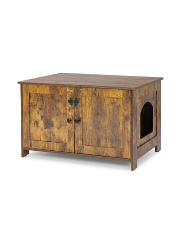 relaxdays Katzenschrank in Dunkelbraun - (B)78,5 x (H)46 x (T)44,5 cm