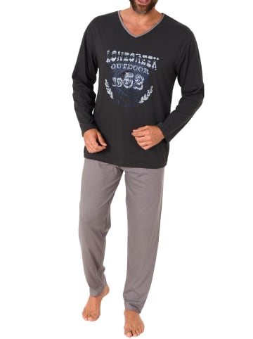 NORMANN Pyjama langarm Schlafanzug - 70375 in dunkelgrau