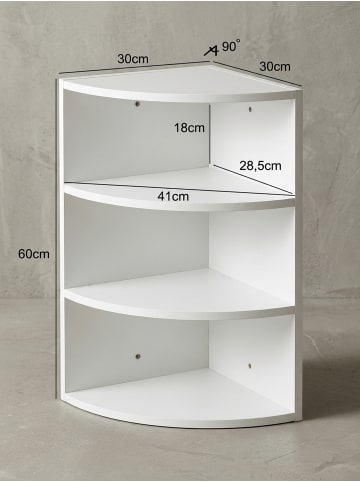 KADIMA DESIGN Eckregal 30 x 60 x 30 cm WL5.843 Holz Wandregal Eck Hängeregal, in Weiß
