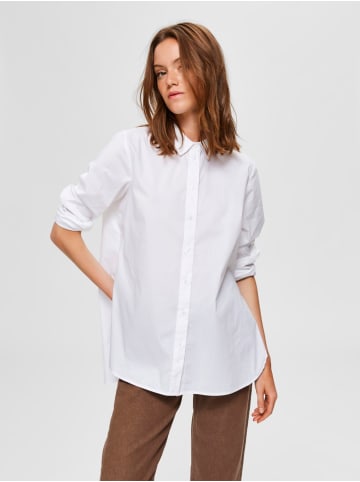 SELECTED FEMME Classic Hemd Bluse Lange Langarm Tunika SLFORI mit Reißverschluss in Weiß