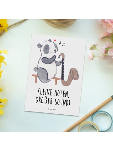Mr. & Mrs. Panda Postkarte Bassklarinette Sound mit Spruch in Weiß