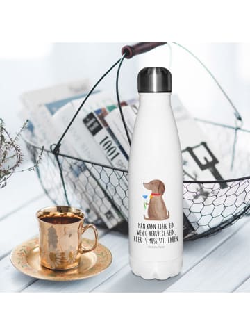 Mr. & Mrs. Panda Thermosflasche Hund Blume mit Spruch in Weiß