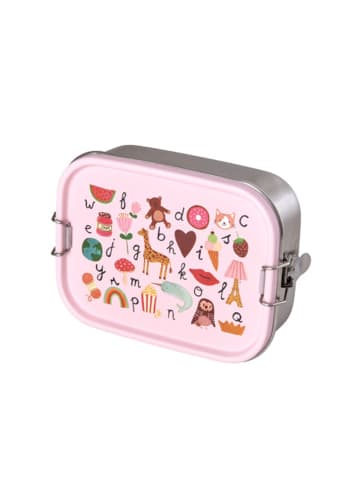 Rice KLEINE Brotdose Edelstahl mit Trennwand ABC in pink