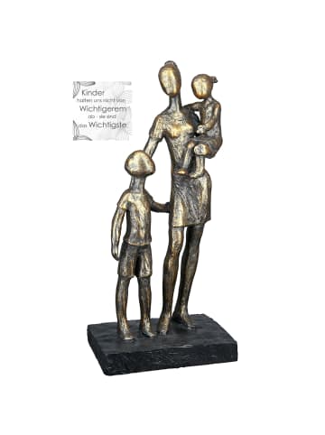 GILDE Skulptur "Mutter mit Kindern" in Bronze - H. 26,5 cm - B. 12 cm