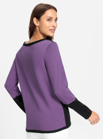 WITT WEIDEN Langarm-Pullover in lila-schwarz-gemustert