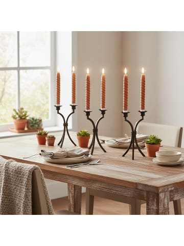 relaxdays 6 x LED Stabkerzen in Altrosa