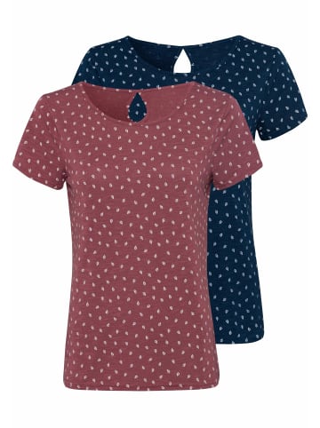 LASCANA T-Shirt in beere-gemustert, navy-gemustert