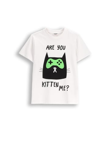 MOKIDA Baumwoll-T-Shirt mit kurzen Ärmeln in weiß