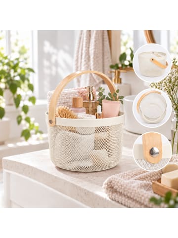 relaxdays Drahtkorb in Creme