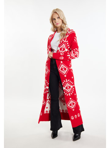 IZIA Long Cardigan in Rot Weiss