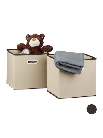 relaxdays 2x Faltbox in Beige - (B)30 x (H)30 x (T)30 cm