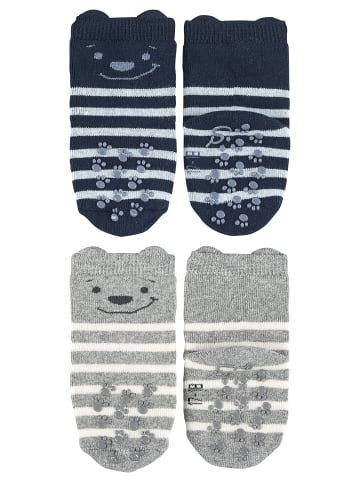 Sterntaler ABS-Krabbelsocken Bär, 2er-Pack in marineblau