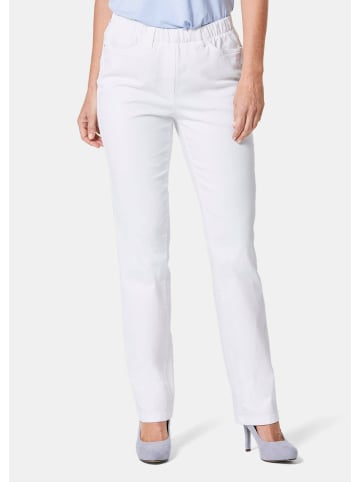 GOLDNER Kurzgröße:  Klassische Jeanshose mit Komfortbund in weiß