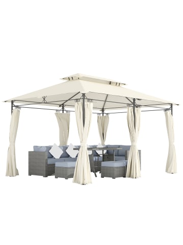 Outsunny Pavillon 397L x 297B x 265H cm Cremeweiß