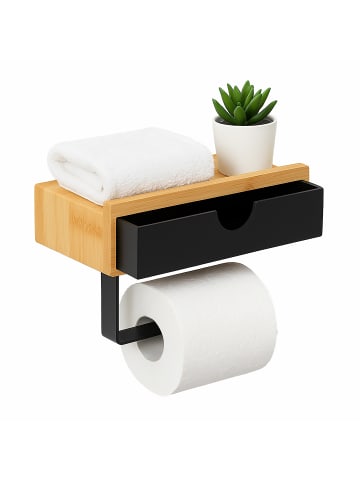 relaxdays Toilettenpapierhalter in Schwarz/Natur