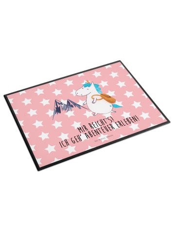 Mr. & Mrs. Panda schreibtischmatte Einhorn Bergsteiger mit Spruch in Rot Pastell
