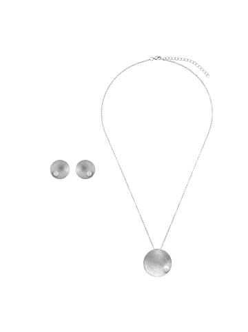Steel_Art Schmuckset Frauen mit Halskette und Ohrringen Set Scab silberfarben in Silberfarben Poliert