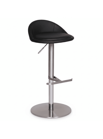 KADIMA DESIGN Barhocker DONAU | Höhenverstellbar, Edelstahl, Rückenlehne, 110kg in Schwarz