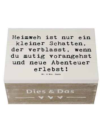 Mr. & Mrs. Panda Holzkiste Spruch Heimweh überwinden Abenteuer e... in Weiß