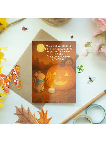 Mr. & Mrs. Panda Grußkarte Kürbis Maus Design mit Spruch in Weiß