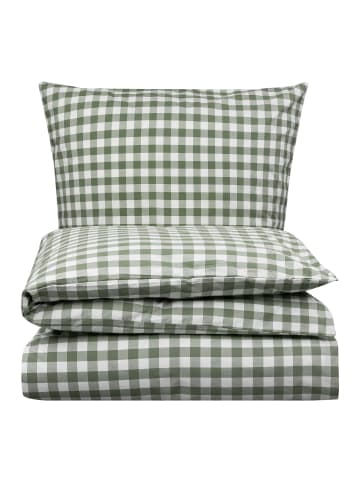 MELA Perkal Bettwäsche Set Style MAJULI Check in herbal green - naturweiss karo