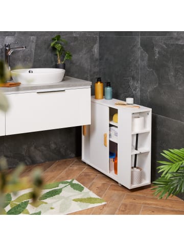 relaxdays Nischenschrank in Weiß/ Natur - (B)19,5 x (H)62 x (T)64 cm