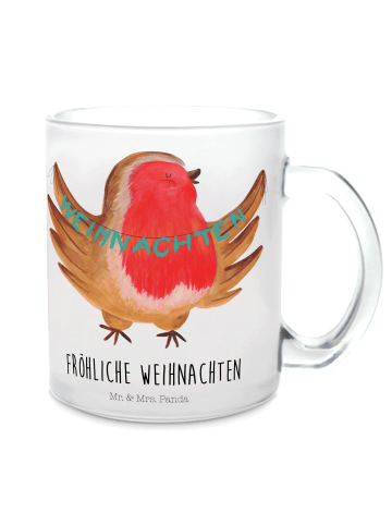 Mr. & Mrs. Panda Kaffeebecher Rotkehlchen Weihnachten mit Spruch in Transparent
