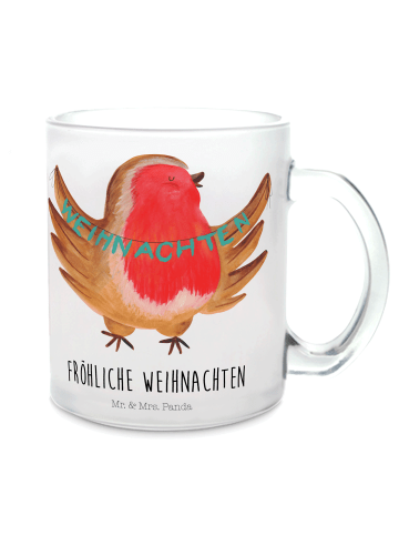 Mr. & Mrs. Panda Teetasse Rotkehlchen Weihnachten mit Spruch in Transparent