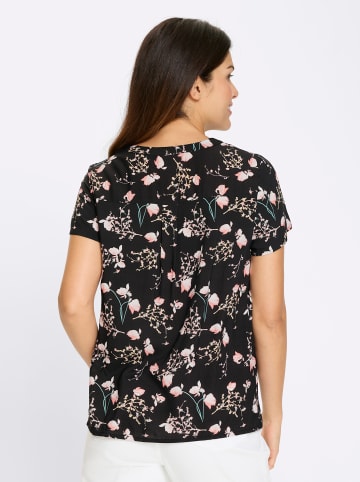 Sieh an! Schlupfbluse in schwarz-flamingo-bedruckt