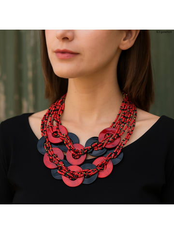 Steuer Modeschmuck Steuer Modeschmuck Collier Perlen Muschel mehrfarbig rot in mehrfarbig