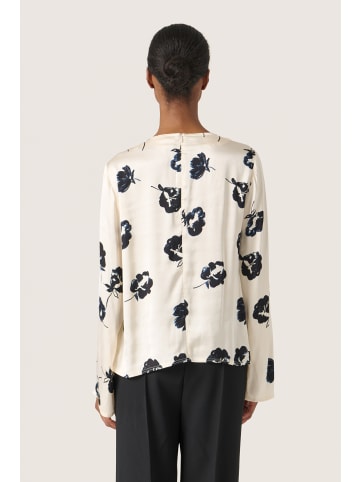 Soaked in Luxury Langarm-Bluse SLErwina Gerade Passform in Black and White Flower Print