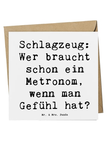 Mr. & Mrs. Panda Einladungskarte Spruch Schlagzeug Gefühl mit Sp... in Weiß