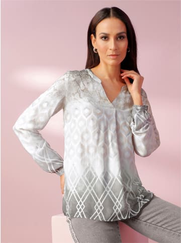 Heine Druckbluse in ecru-graphit-bedruckt