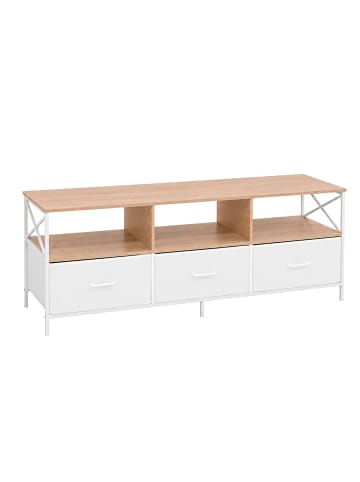 relaxdays TV Lowboard in Natur/ Weiß - (B)147 x (H)50 x (T)40 cm