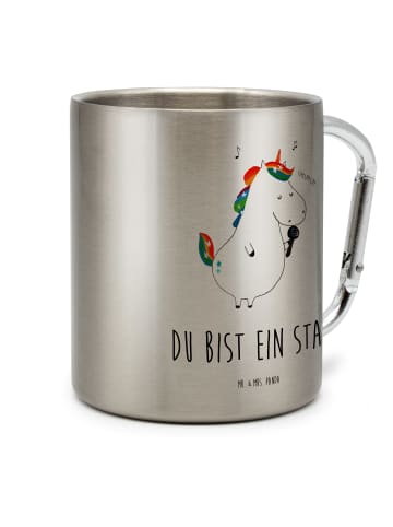 Mr. & Mrs. Panda Thermotasse Einhorn Sänger mit Spruch in Silber