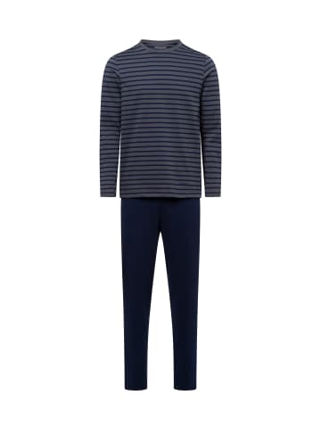 Schiesser Pyjama in anthrazit marine - 0001