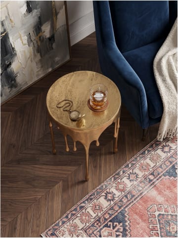 KADIMA DESIGN Beistelltisch lackiertes Aluminium, handgefertigt, für Wohnzimmer in Gold