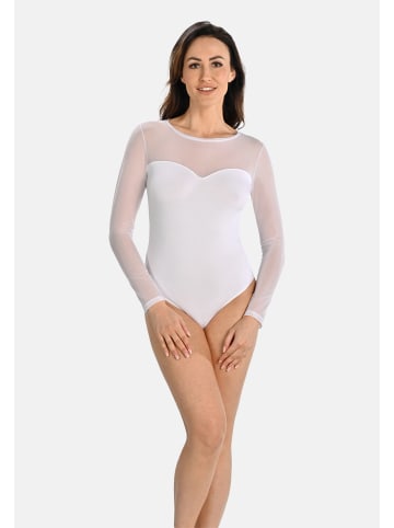 Teyli Bodysuit aus Viskose mit Netzanteil Wiillow in weiß