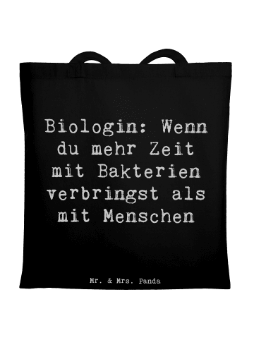 Mr. & Mrs. Panda Tasche Spruch Biologin Bakterienliebe mit Spruch in Schwarz