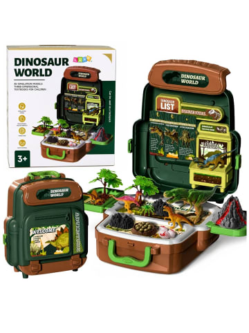 LEAN TOYS Set mit Dinosauriern im Rucksack, Koffer, Figuren, Lernkarten, Zubehör, 30-tlg.